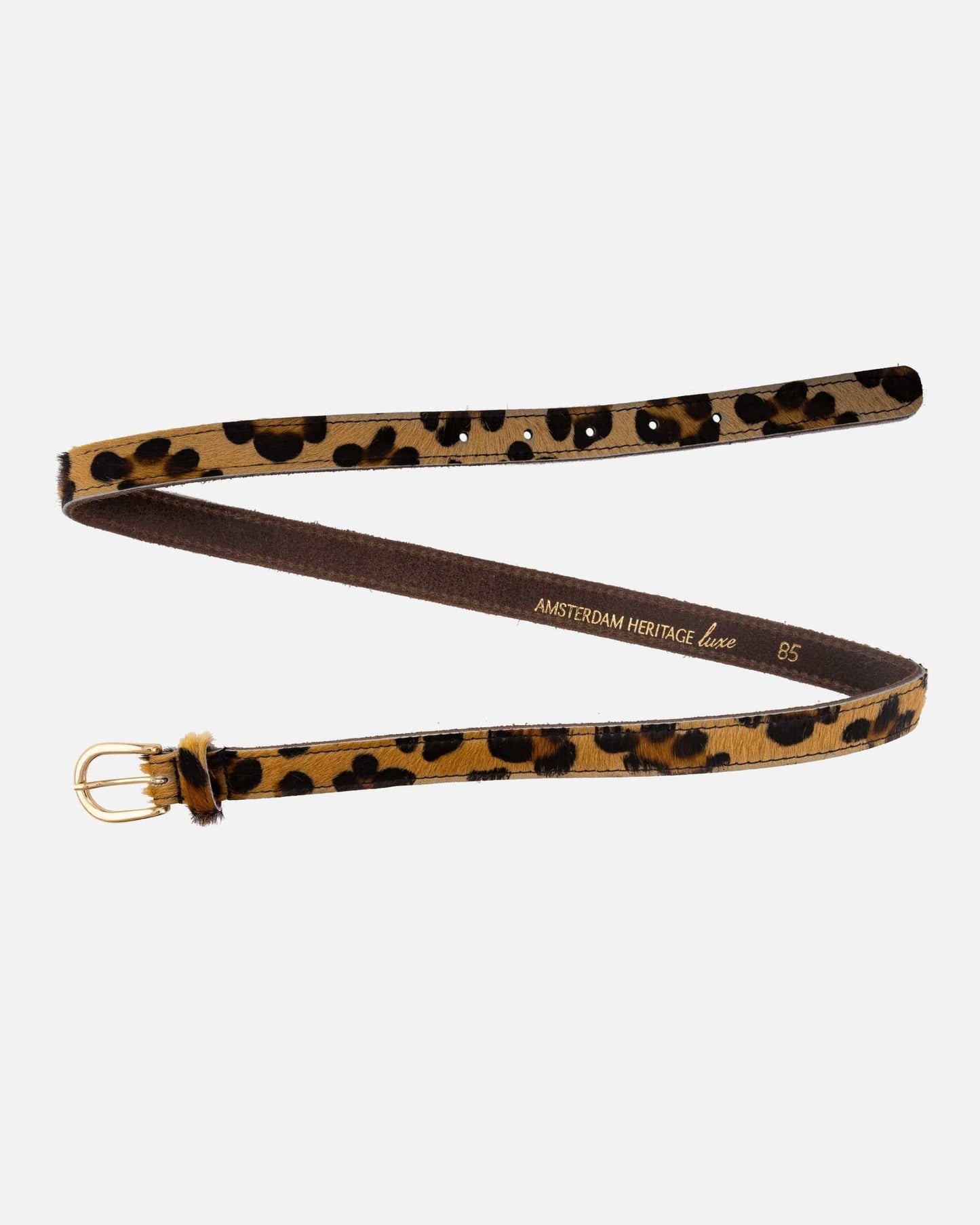 Dania | Gold Leopard Skinny Leather Belt Women