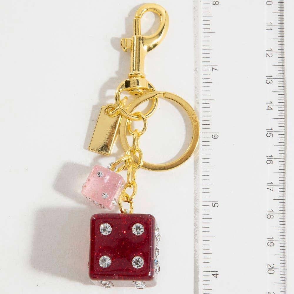 Glittery Rhinestone Dice Bag Charms