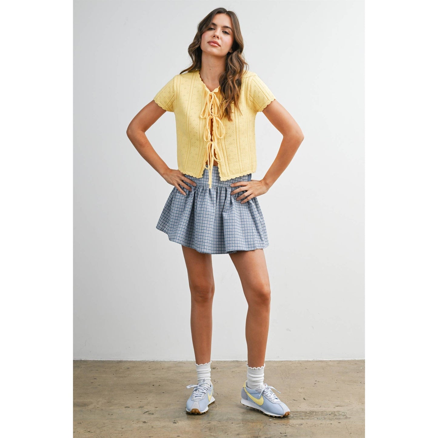 Arlet Scalloped Tie-Front Top