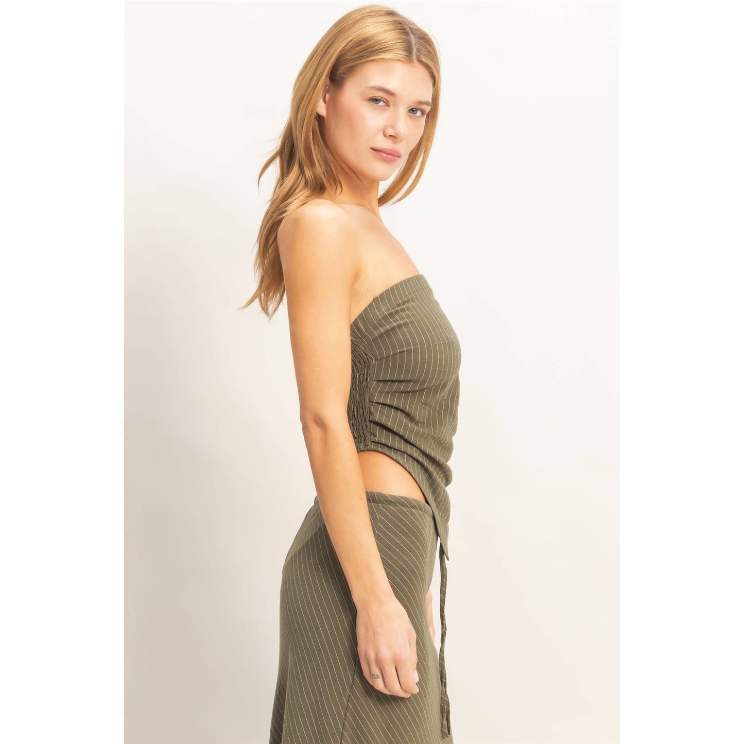 Bias Striped Bandeau Top