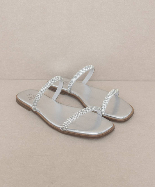 The Lucy Metallic Silver | Satin Lined Rhinestone Strappy