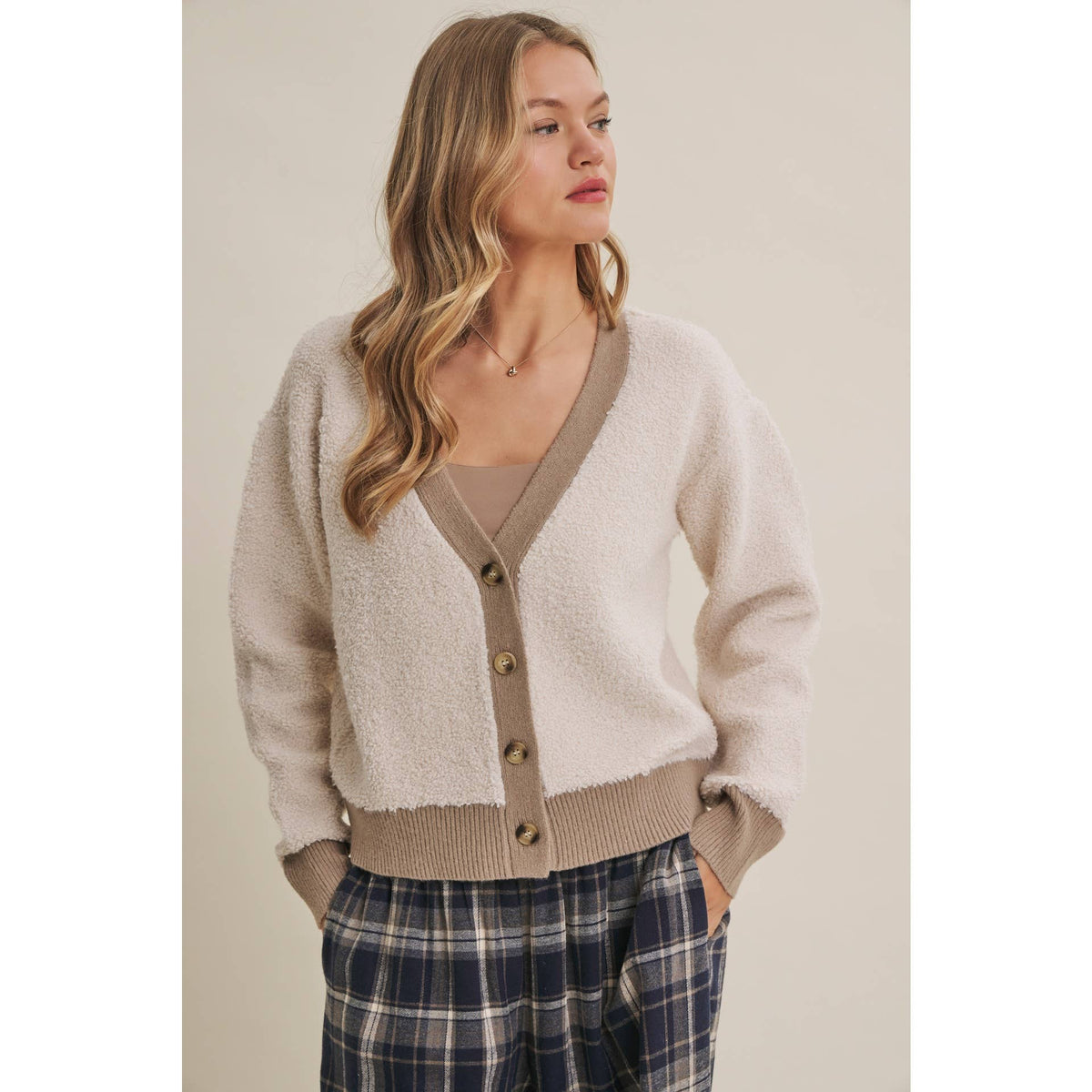 Boucle Button-Down Cardigan