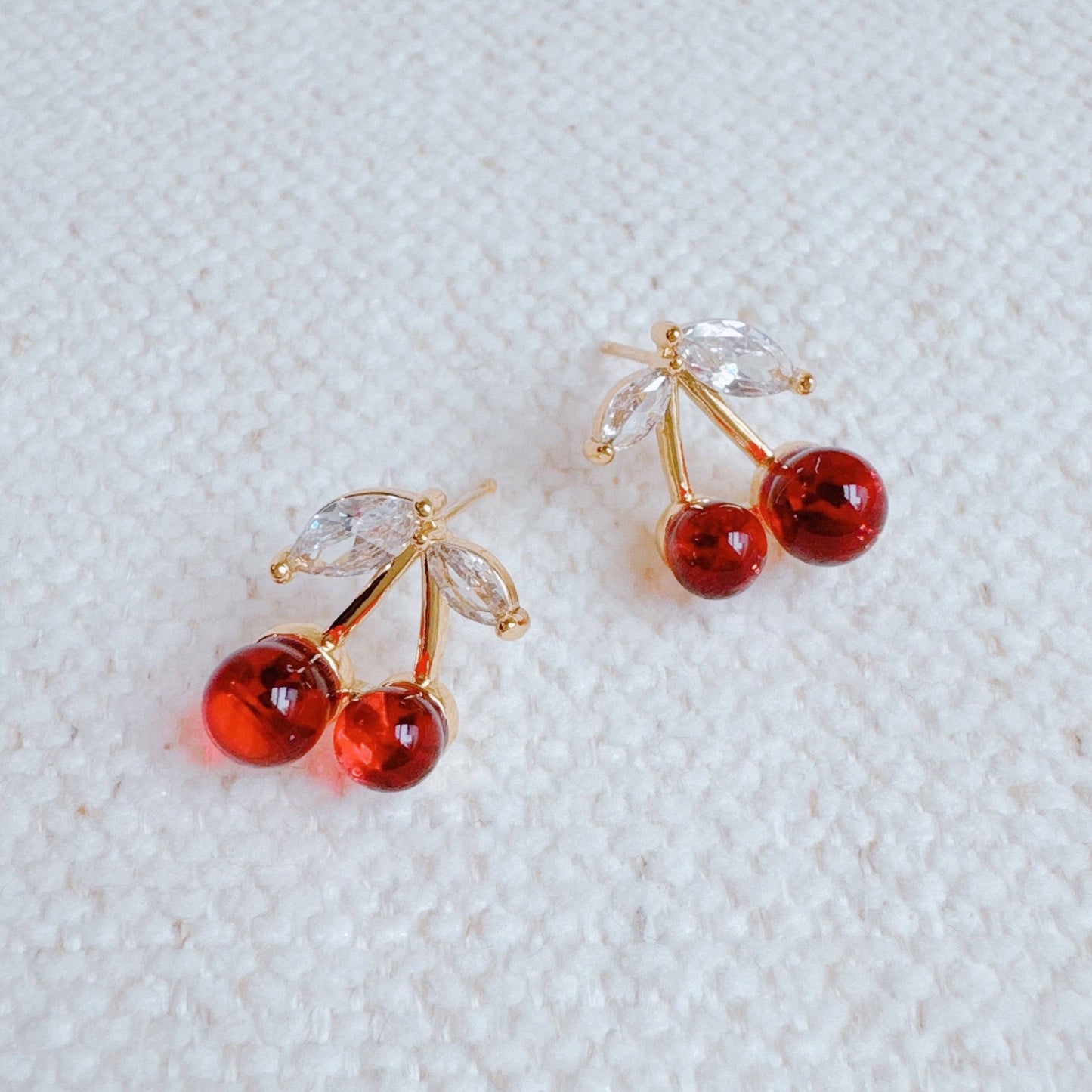 Jewel Cherry Stud Earrings