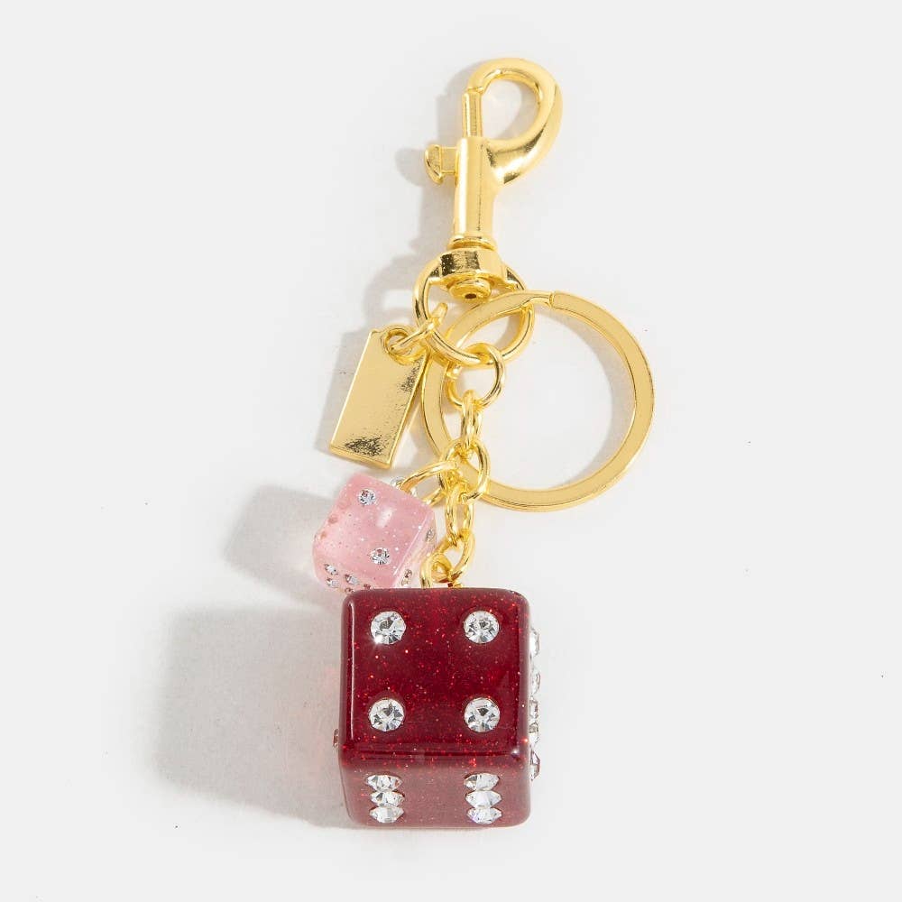 Glittery Rhinestone Dice Bag Charms