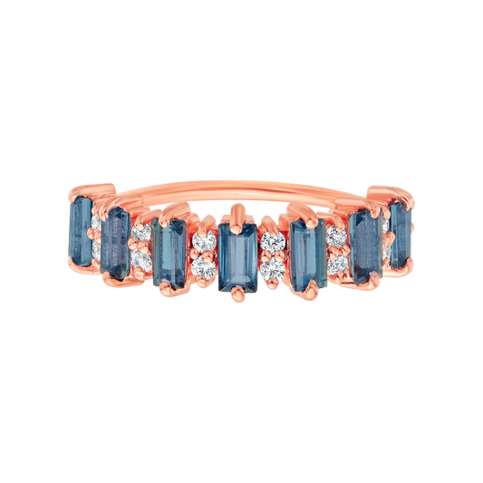 Rose Gold London Blue Topaz Canary Ring