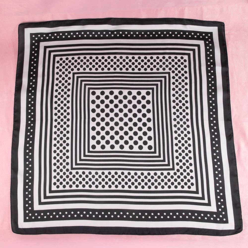 Polka Dot Concentric Square Print Satin Scarf