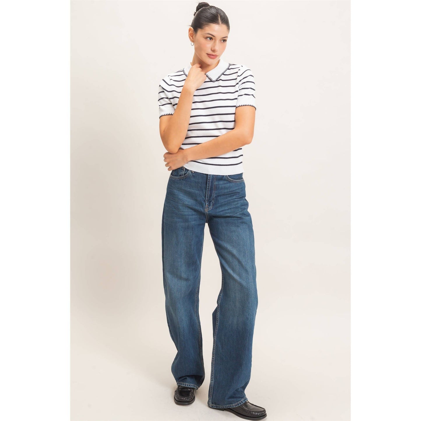 Brynn Striped Polo Sweater