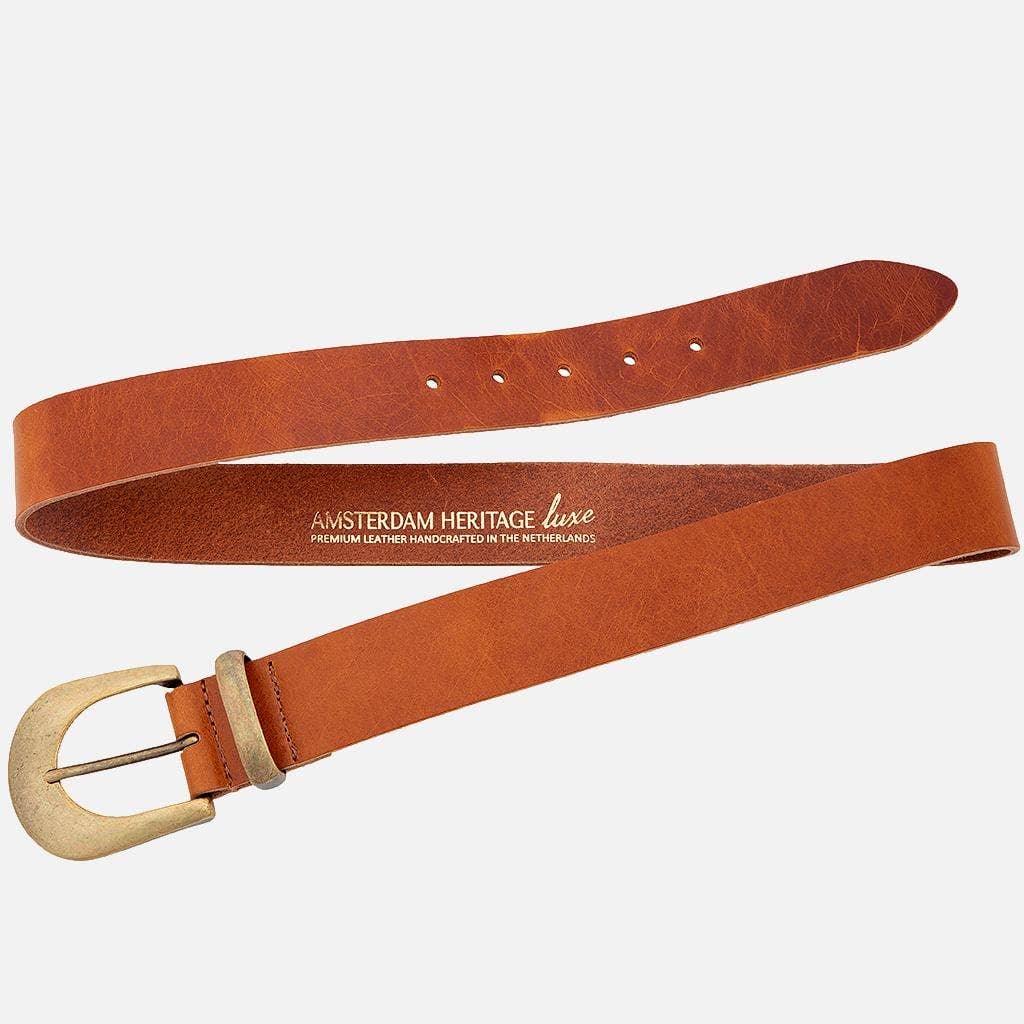 Andrea |  Gold Buckle Leather Belt Women