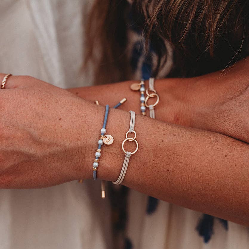 "Sisters" Gold and Pearl Shareable Hair Tie Bracelet Set