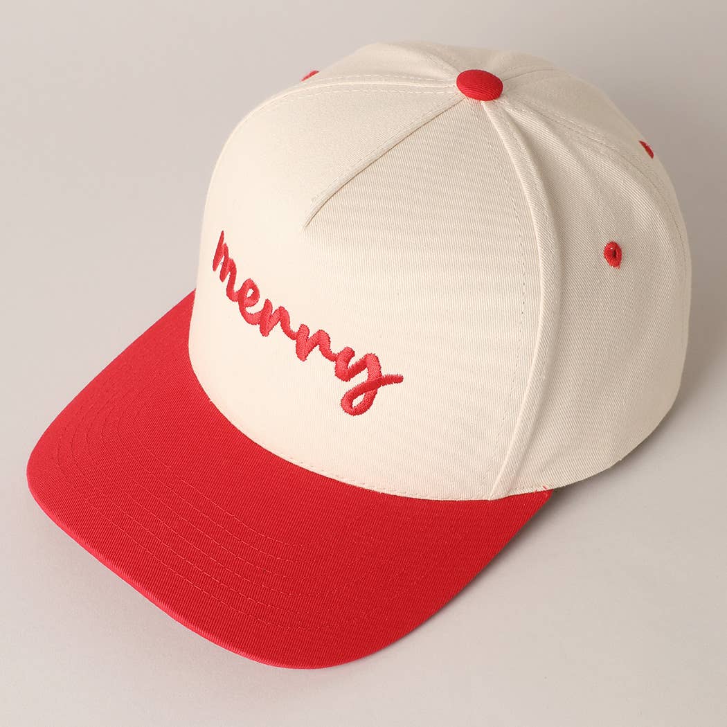 Merry Embroidery Canvas Baseball Cap