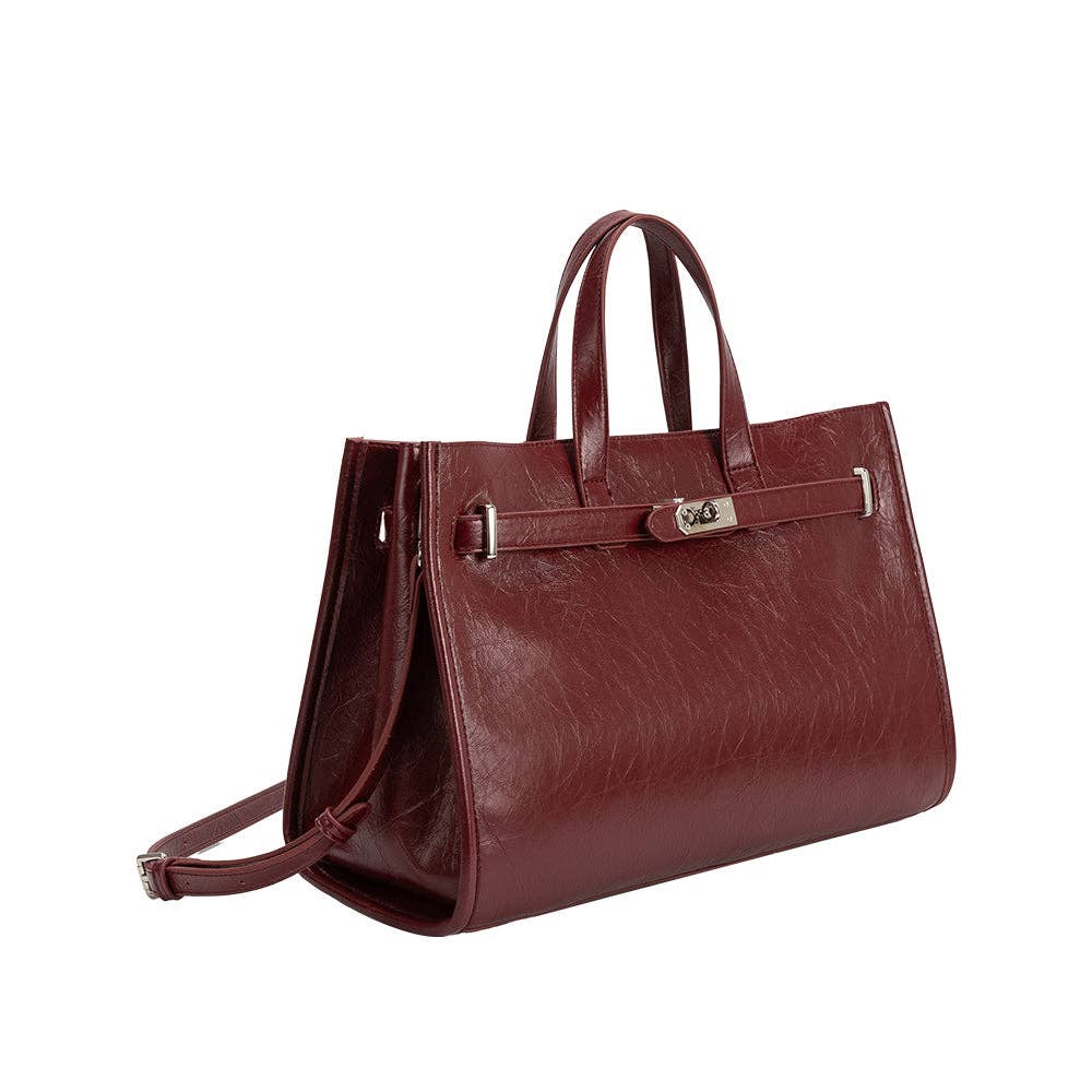 Sutton Burgundy Recycled Vegan Leather Tote Bag