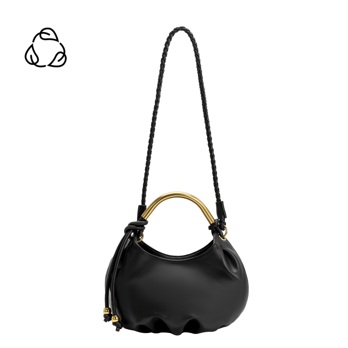 Dottie Black Vegan Leather Top Handle Bag