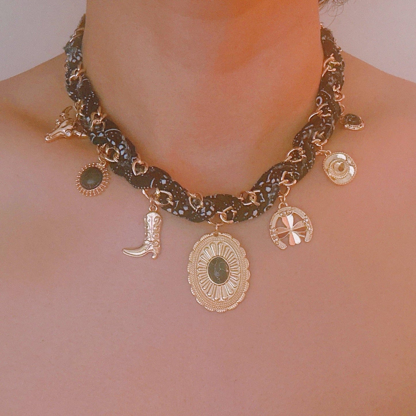 Wild West Desert Charm Scarf Necklace