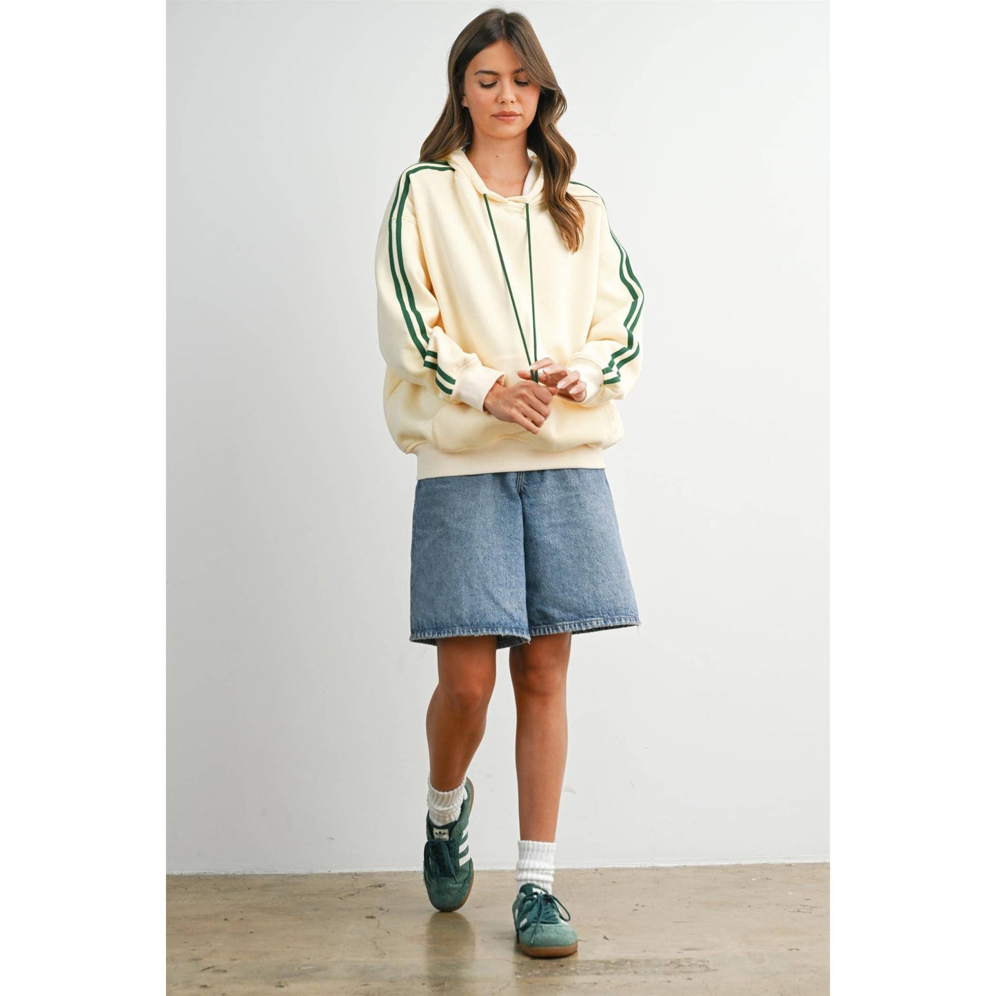 Winnie Contrast Striped  Drawstring Hoodie