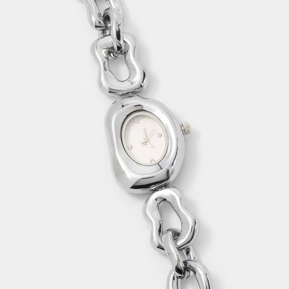 Oval Case Organic Link Chain Bracelet Watch