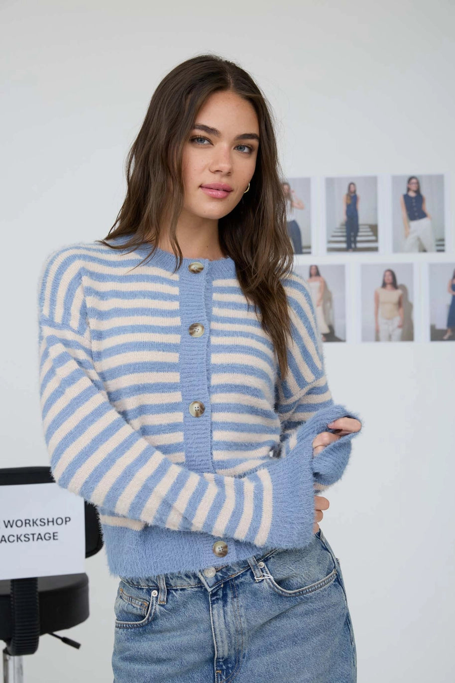 Lily Striped Fuzzy Cardigan