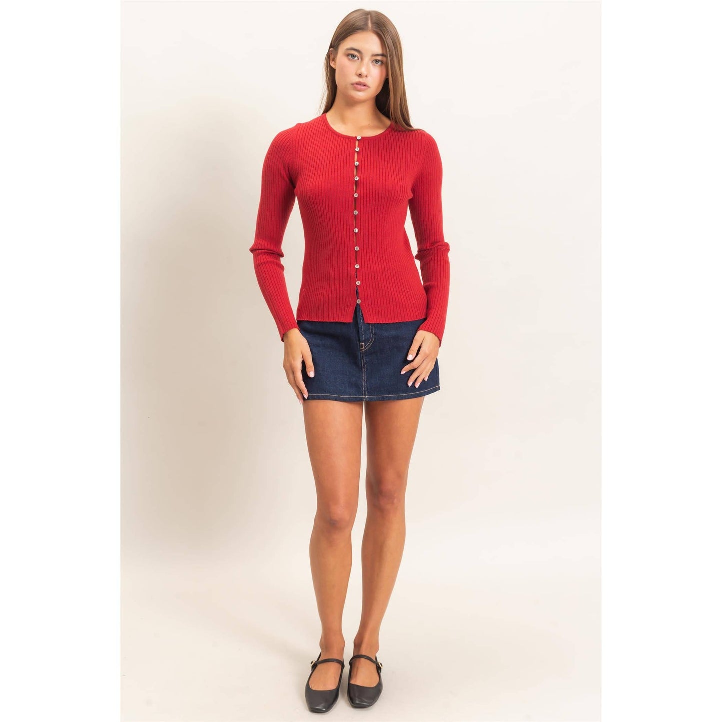 Blake Ribbed Button Front Cardigan