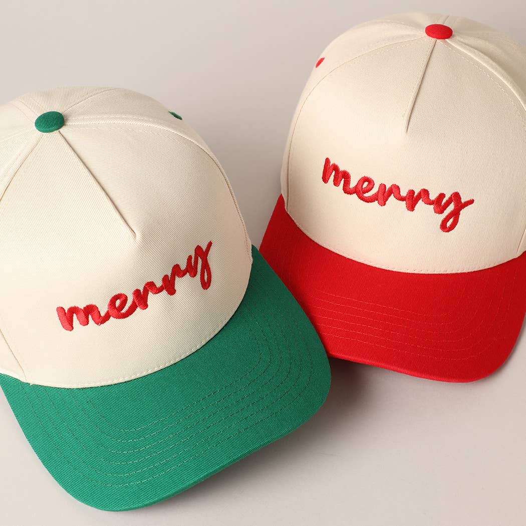 Merry Embroidery Canvas Baseball Cap