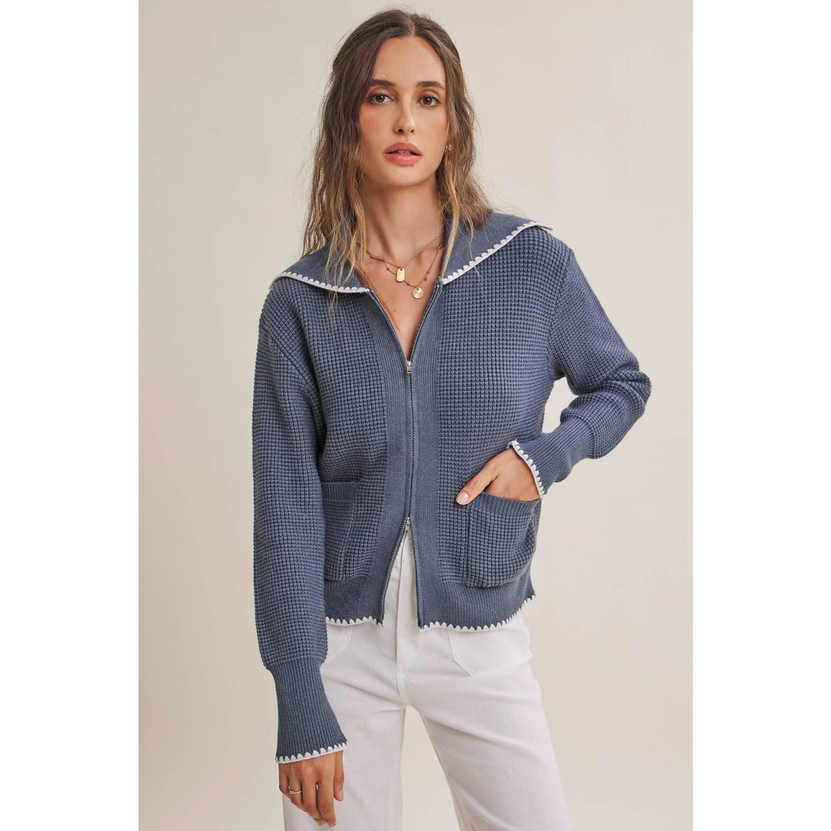 Benson Waffle Knit Zip-Up