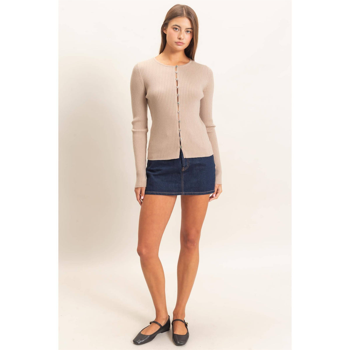 Blake Ribbed Button Front Cardigan