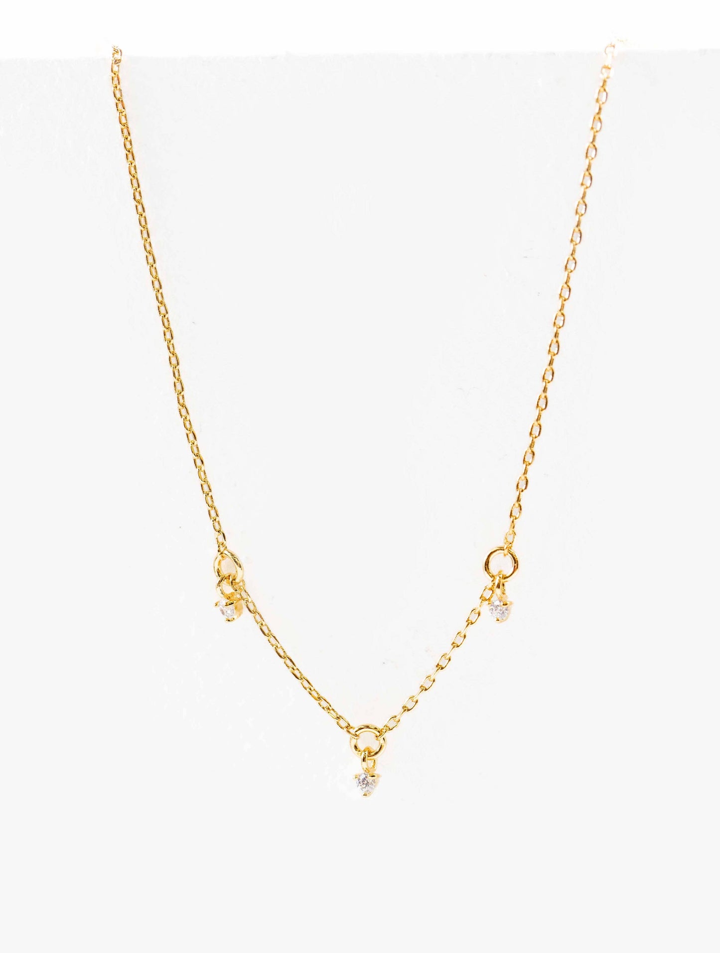 Mini Three Charm Necklace | Gold