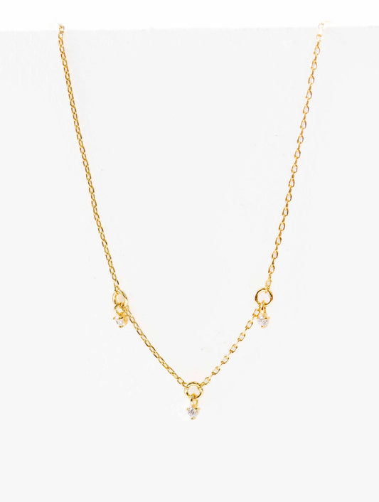 Mini Three Charm Necklace | Gold