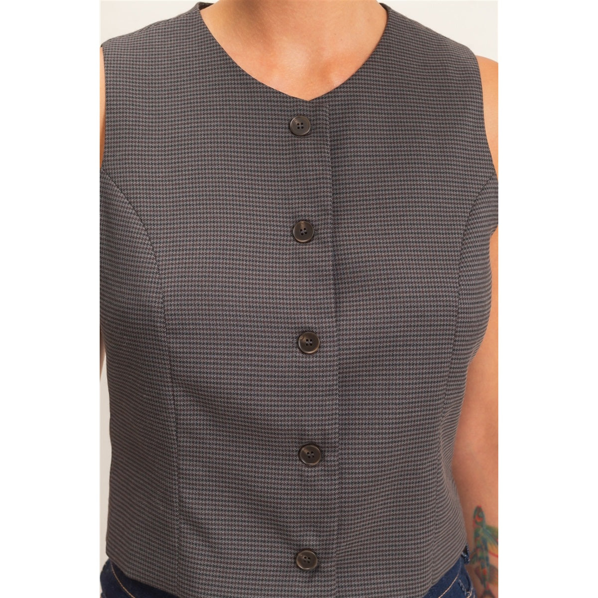 Houndstooth Plaid Vest
