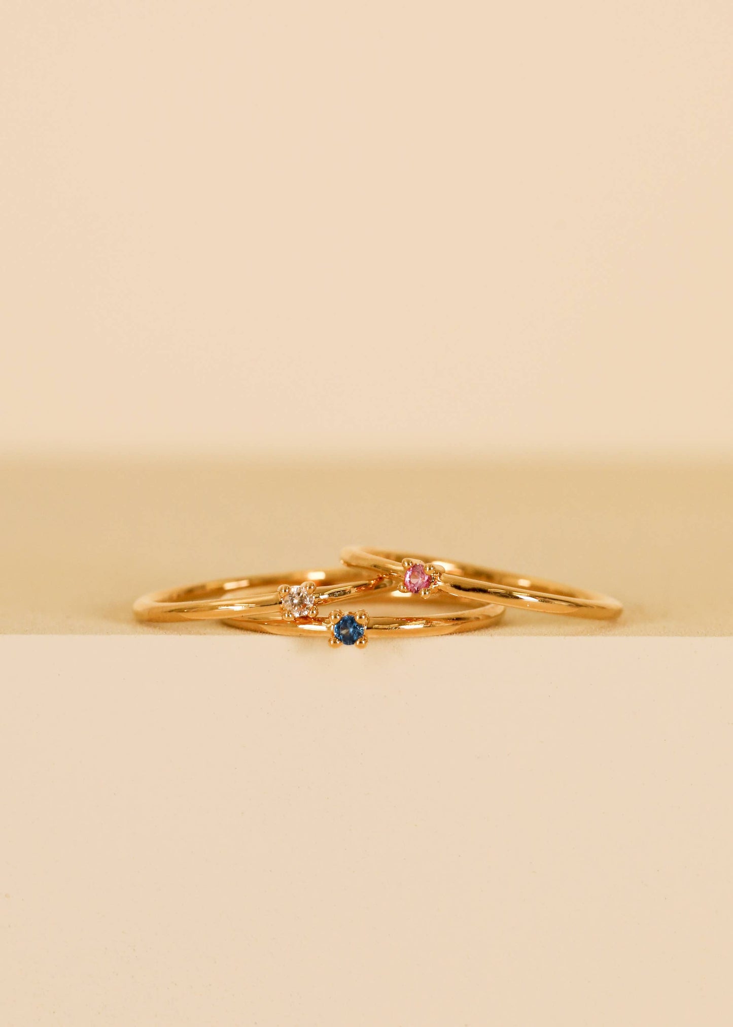 Petite Gold Pinky Rings - Blue