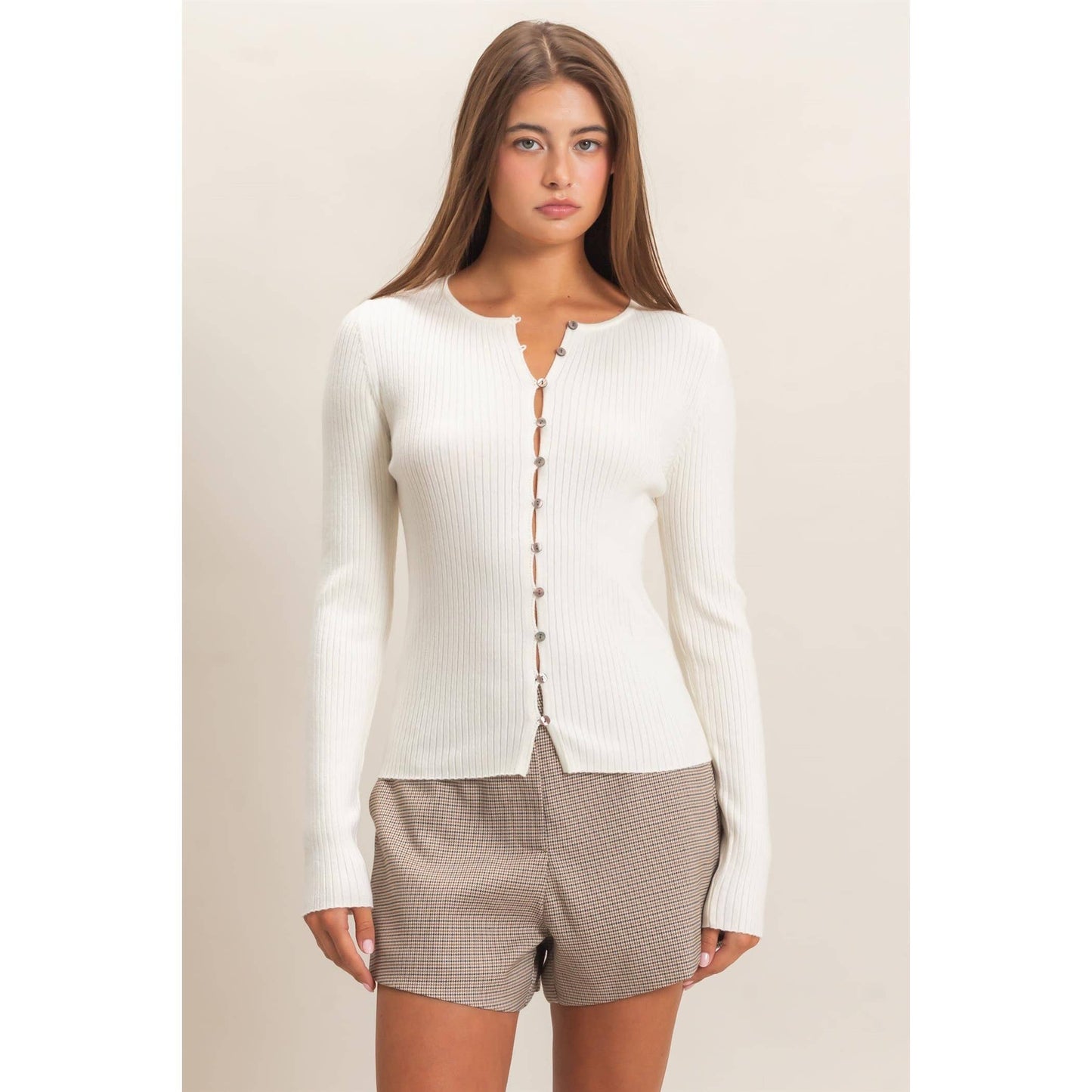 Blake Ribbed Button Front Cardigan