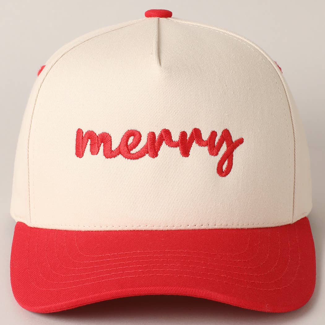 Merry Embroidery Canvas Baseball Cap