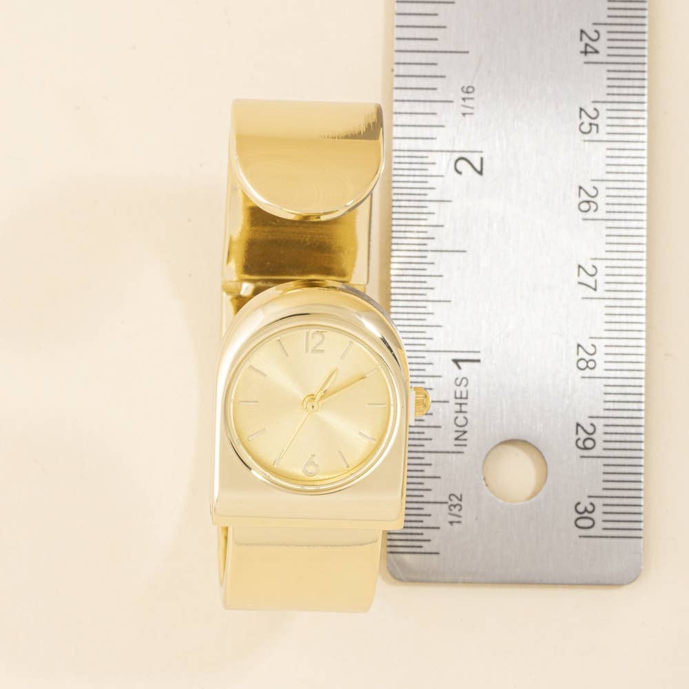 Polished Wide Cuff Clamp Bangle Watch