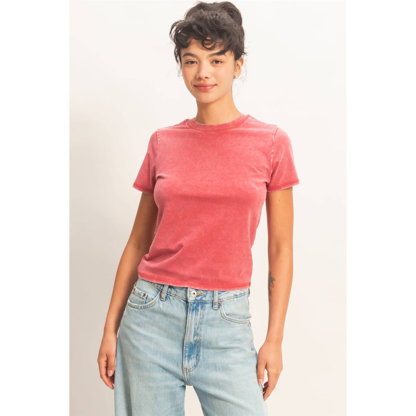 Mineral Washed Short Sleeve Top