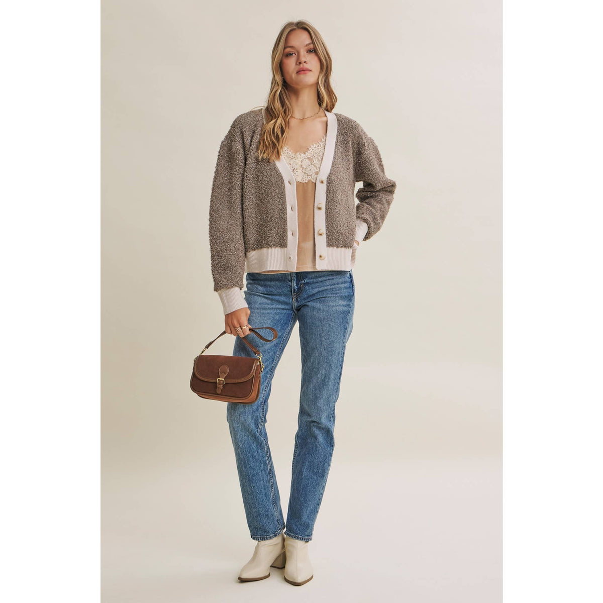 Boucle Button-Down Cardigan