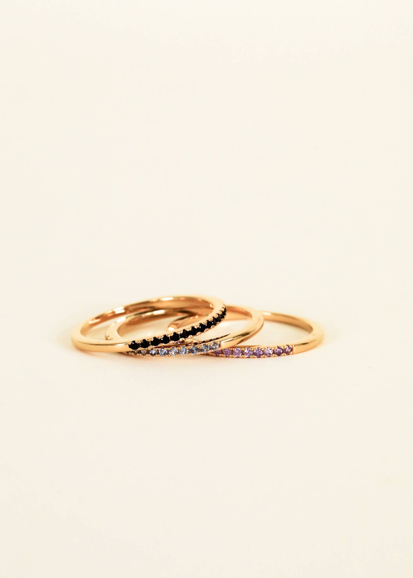 Gold Rings - Half Pave - Black CZ
