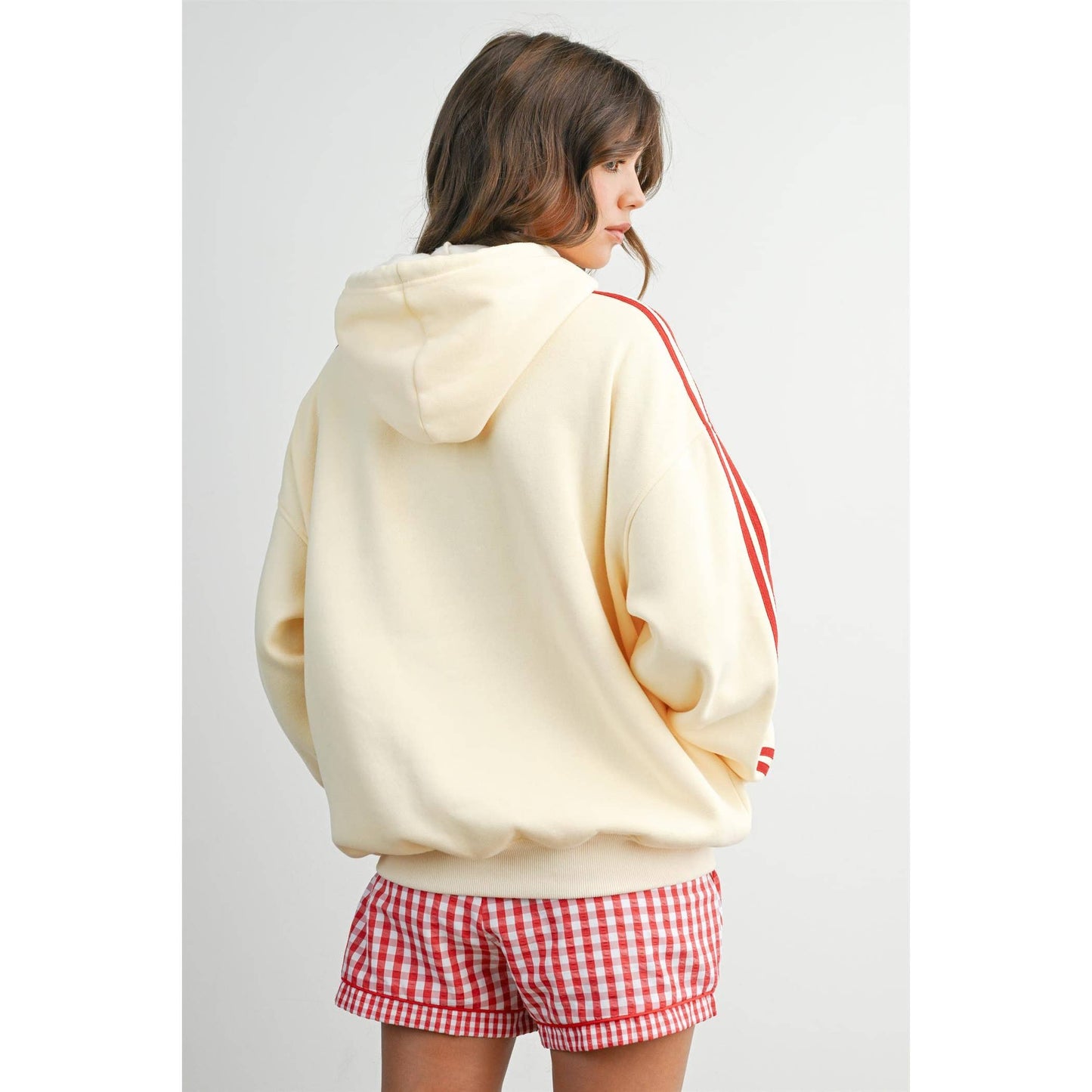 Winnie Contrast Striped  Drawstring Hoodie
