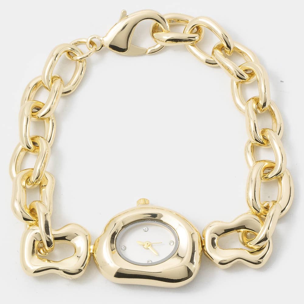 Oval Case Organic Link Chain Bracelet Watch