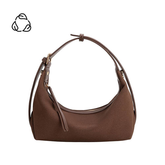 Lilith Brown Vegan Suede Top Handle Bag