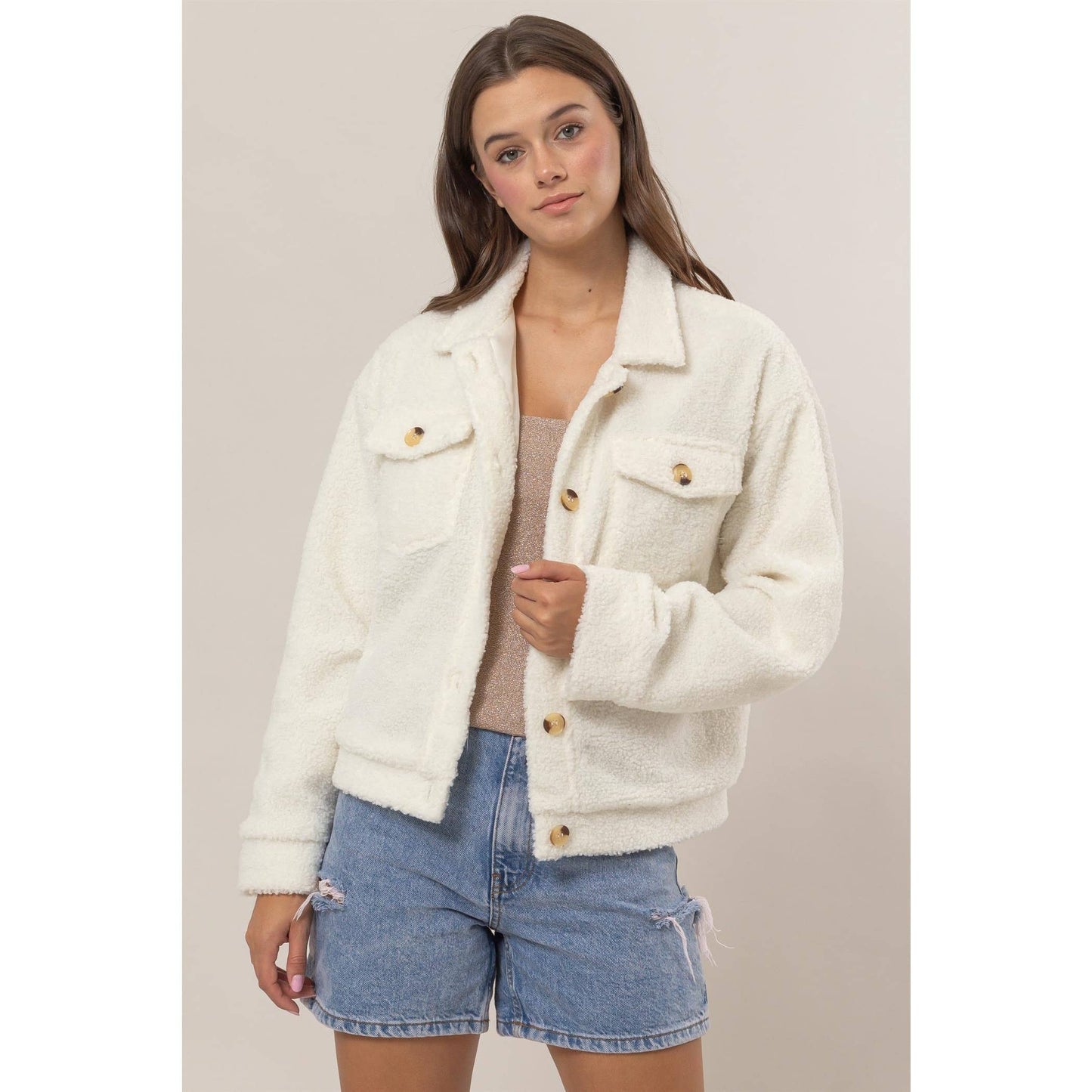 Sherpa Button-Front Jacket