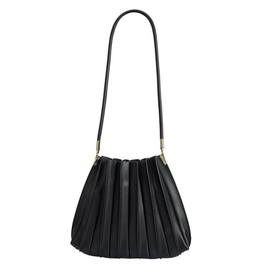 Carrie Black Pleated Shoulder Bag