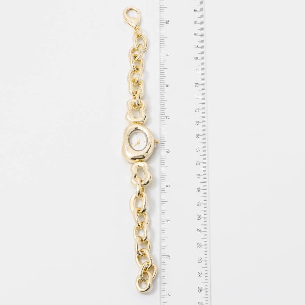 Oval Case Organic Link Chain Bracelet Watch