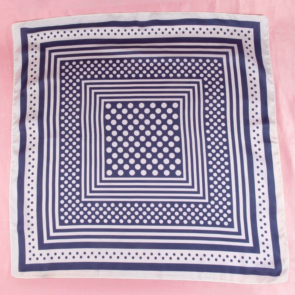Polka Dot Concentric Square Print Satin Scarf