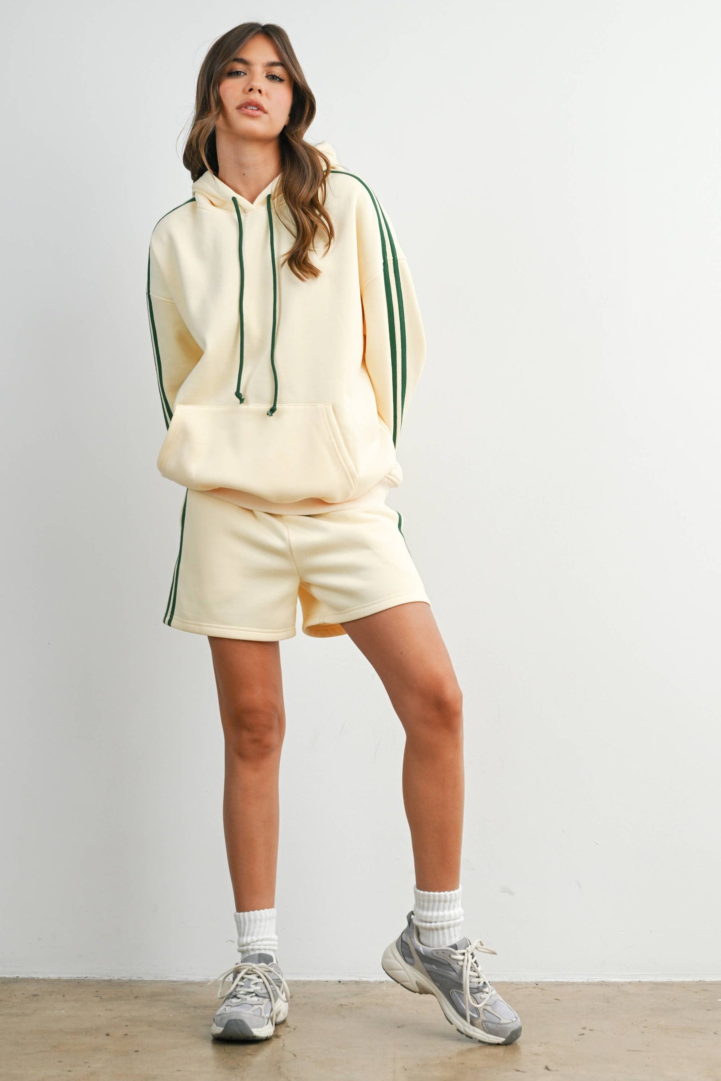 Winnie Contrast Striped  Drawstring Hoodie