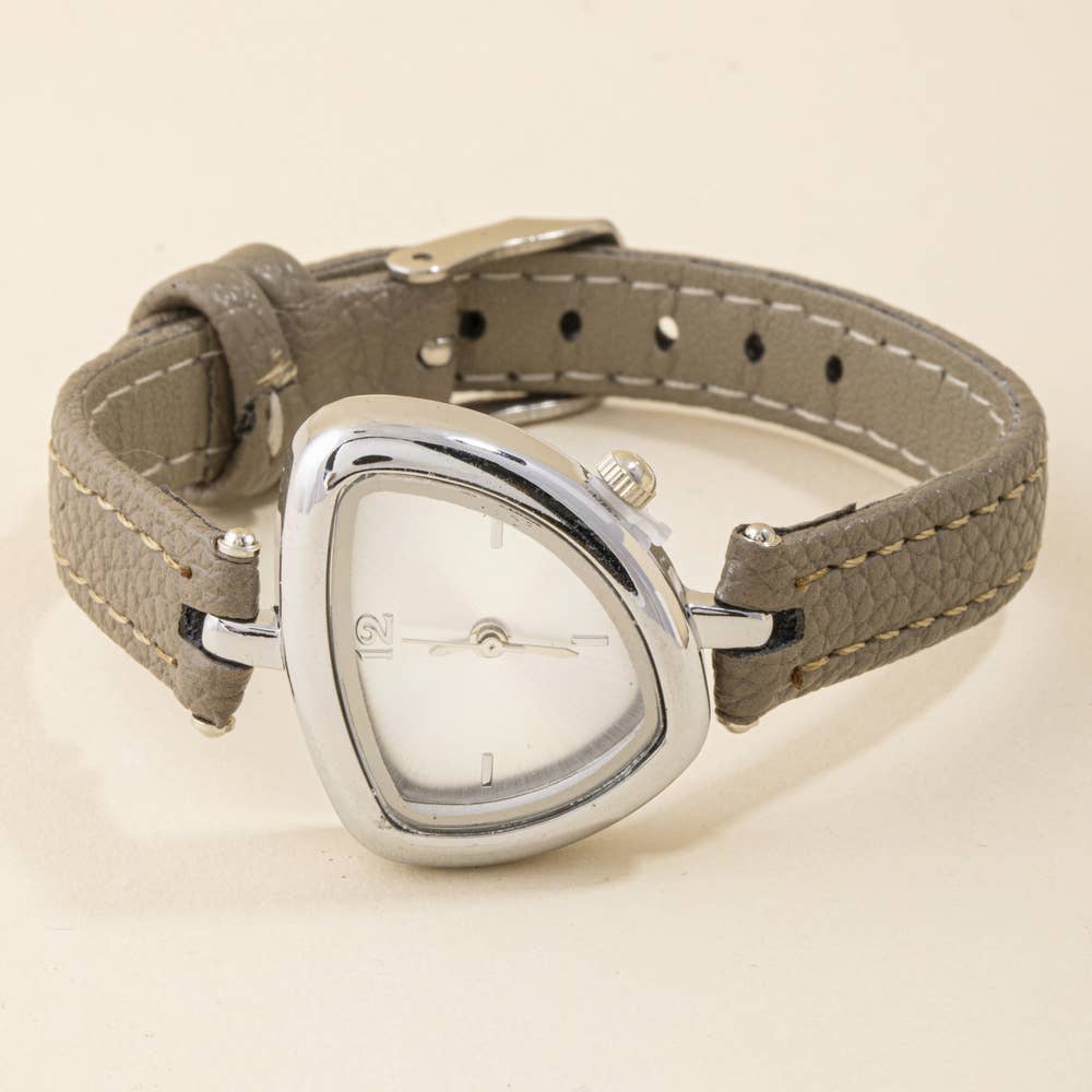 Slim Bonded Leather Strap Shield Case Watch