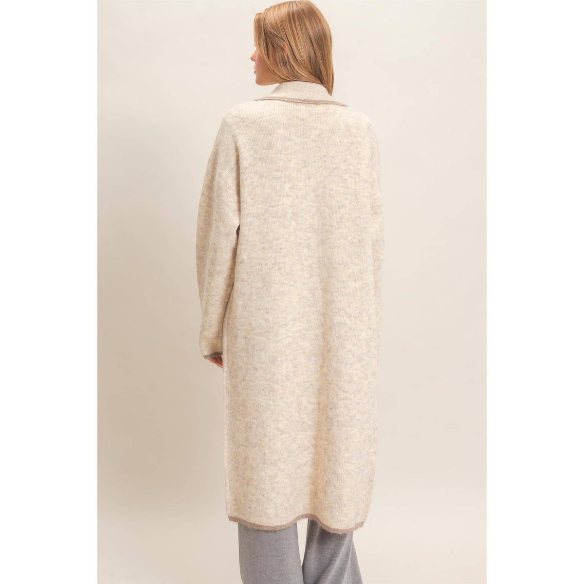 Notched Collar Coatigan Sweater