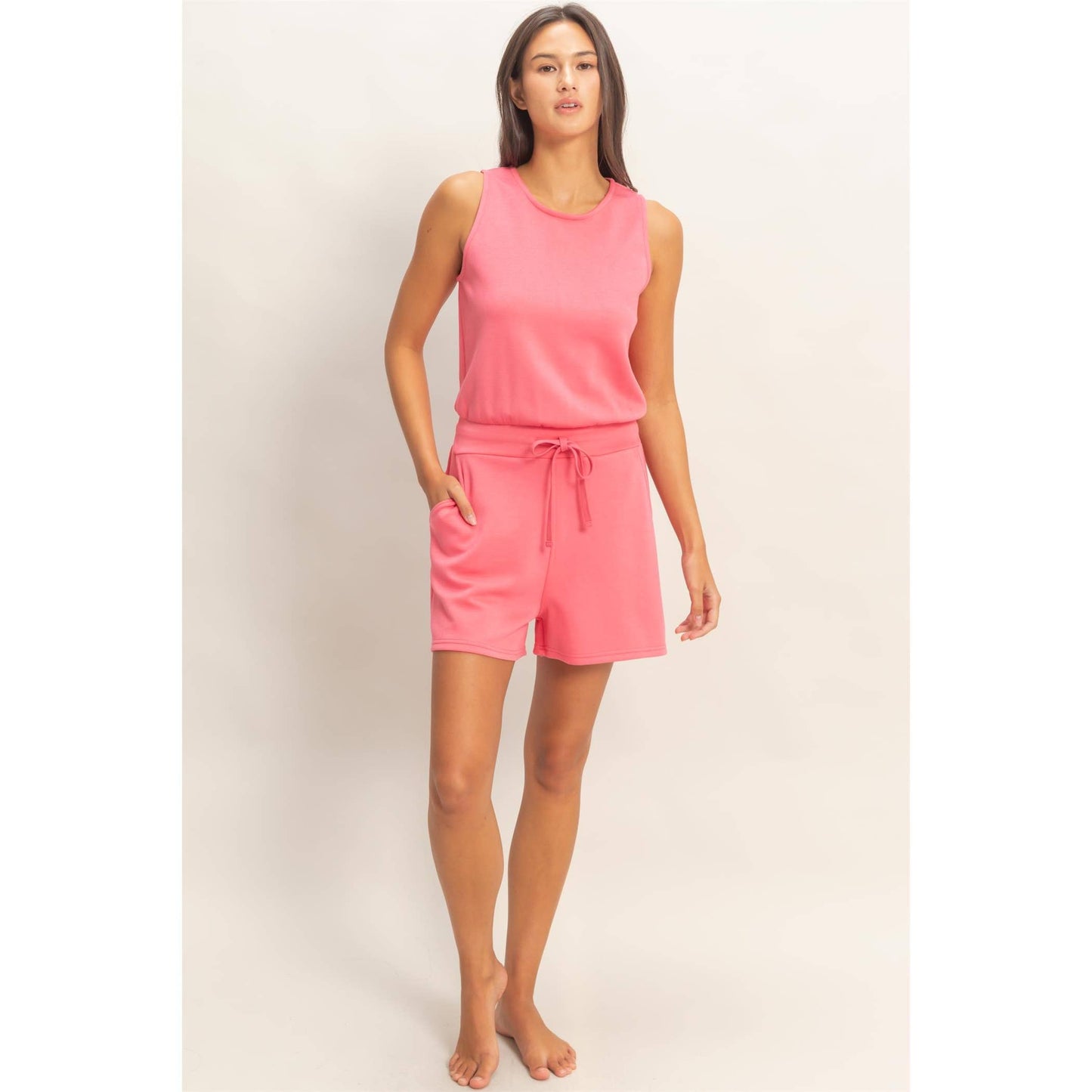 Violet Drawstring Waist Romper