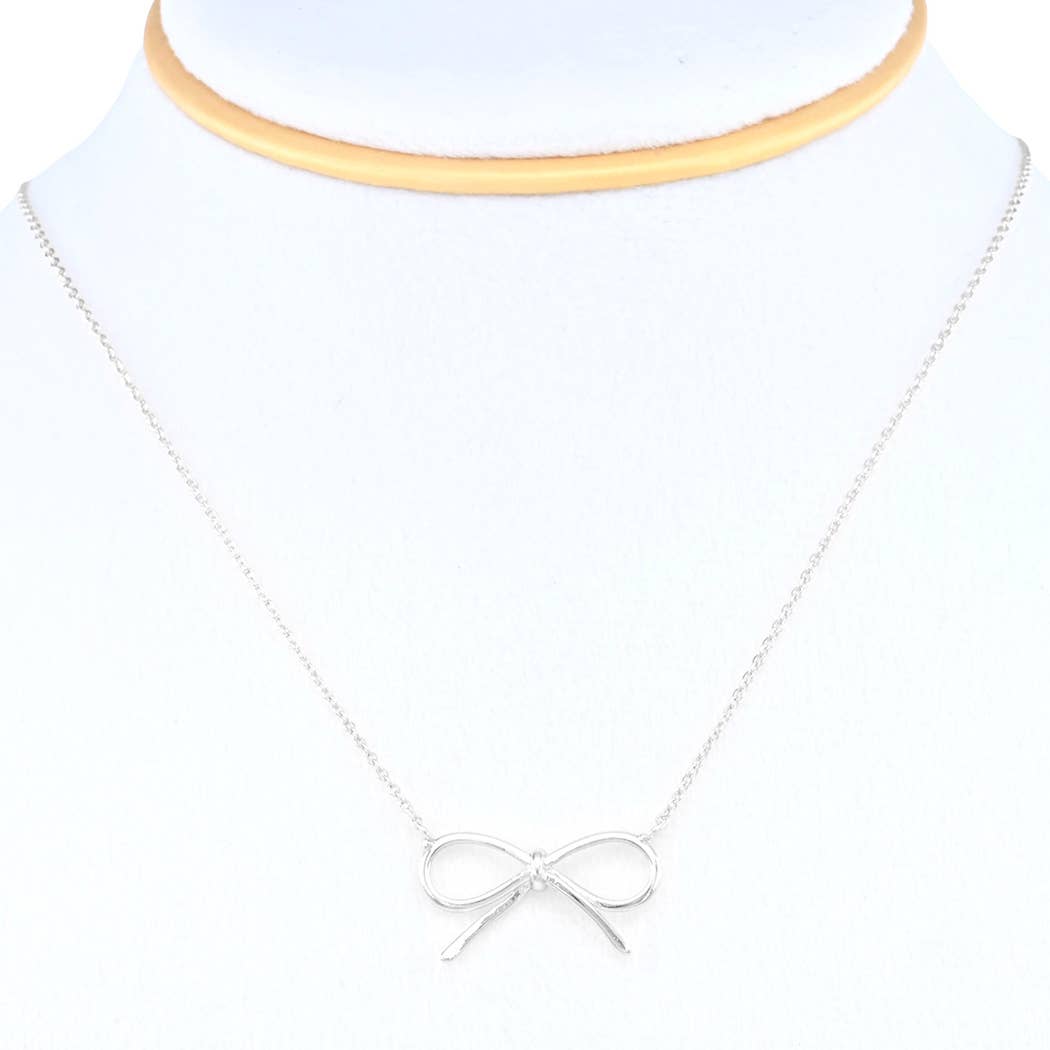 Tied Wire Bow Ribbon Design Necklace