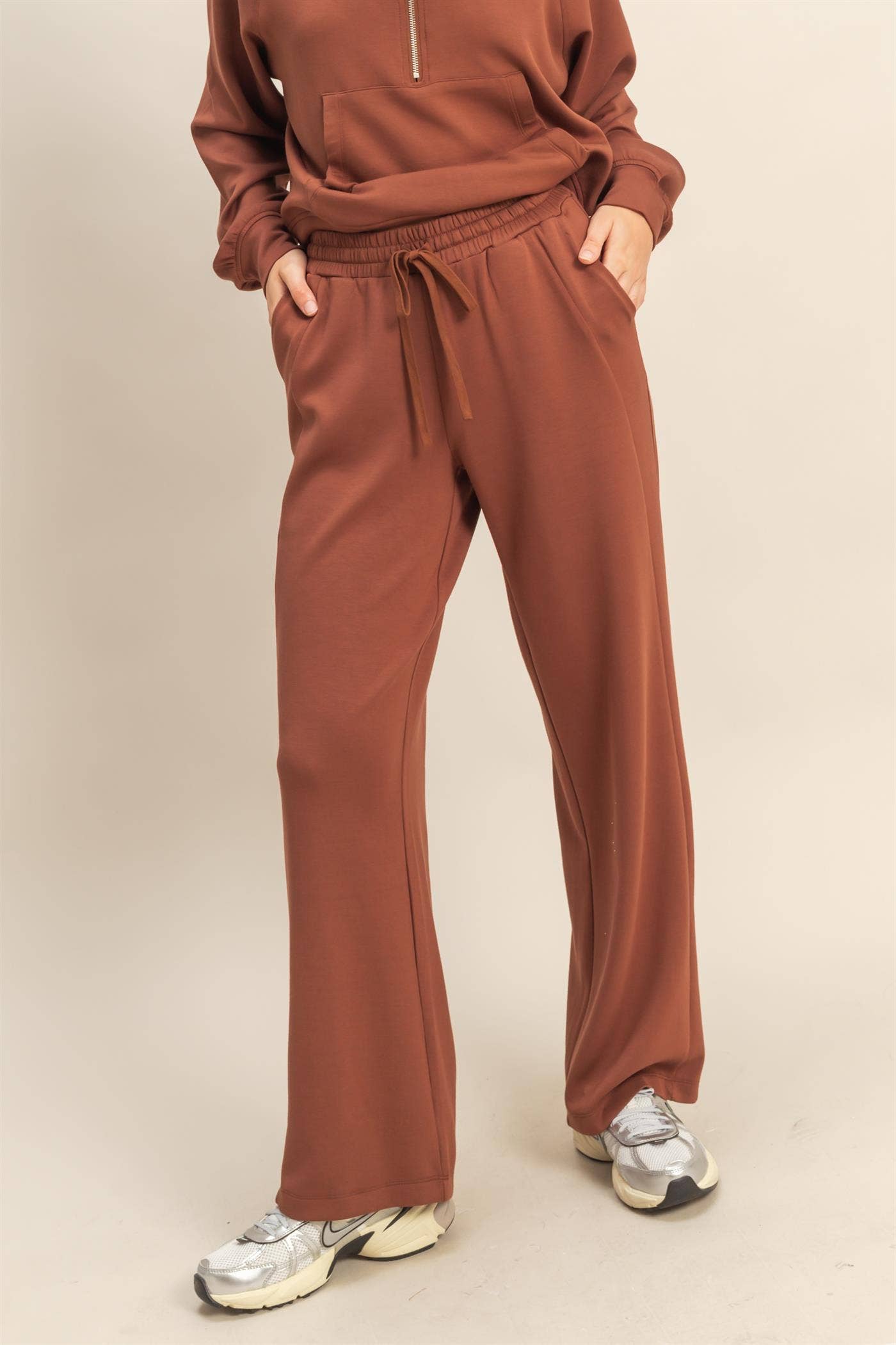 Scuba Wide-Leg Drawstring Sweatpants