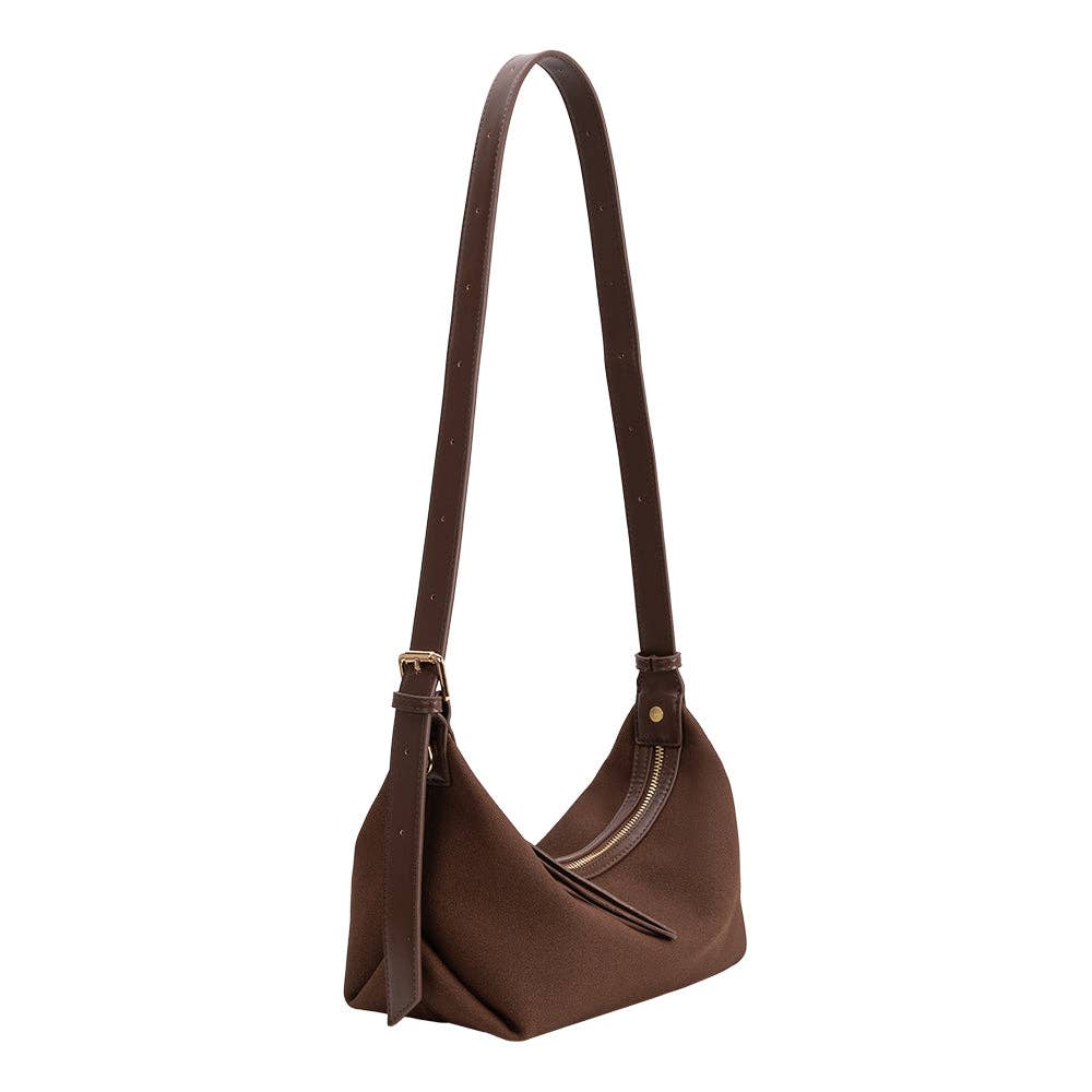 Lilith Brown Vegan Suede Top Handle Bag
