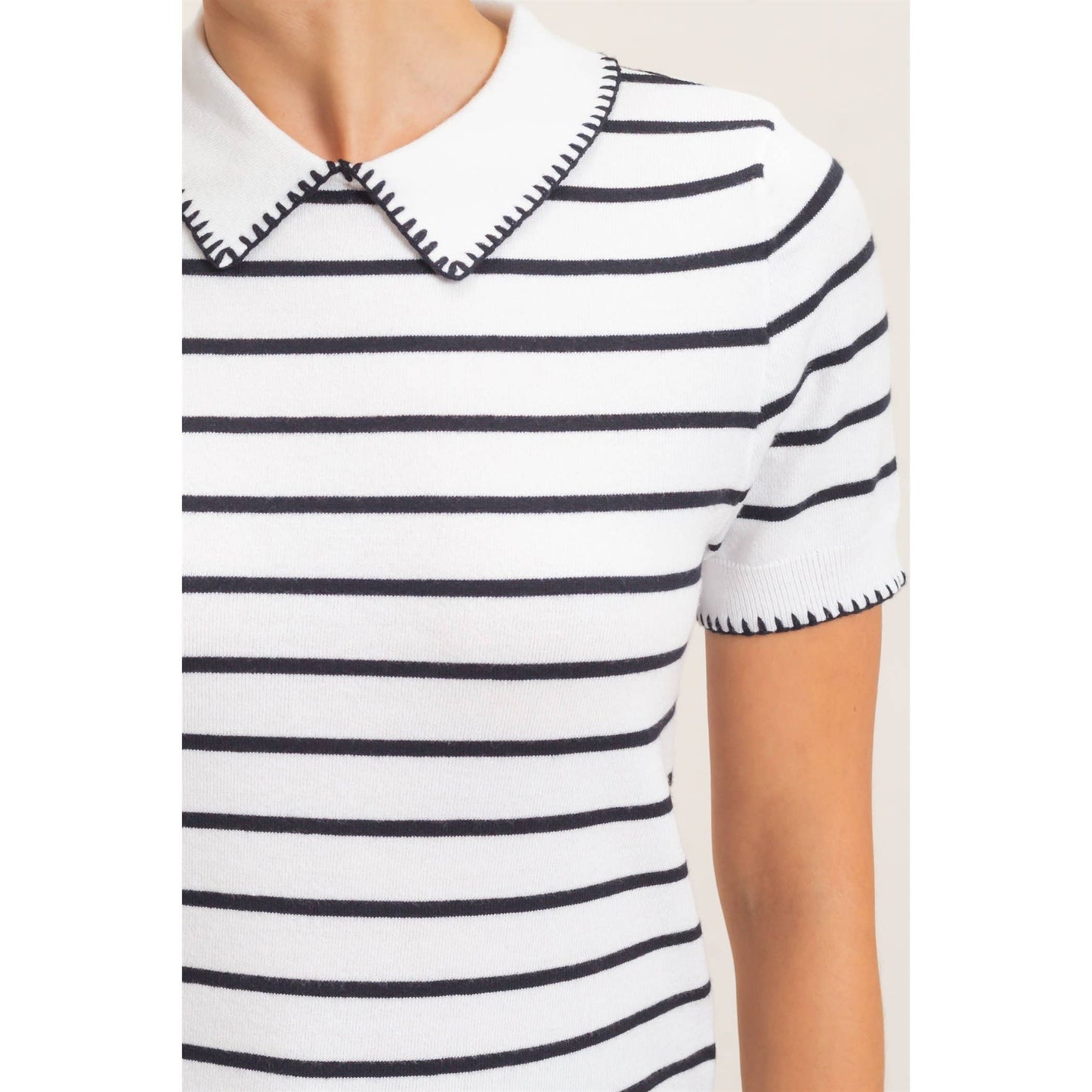 Brynn Striped Polo Sweater