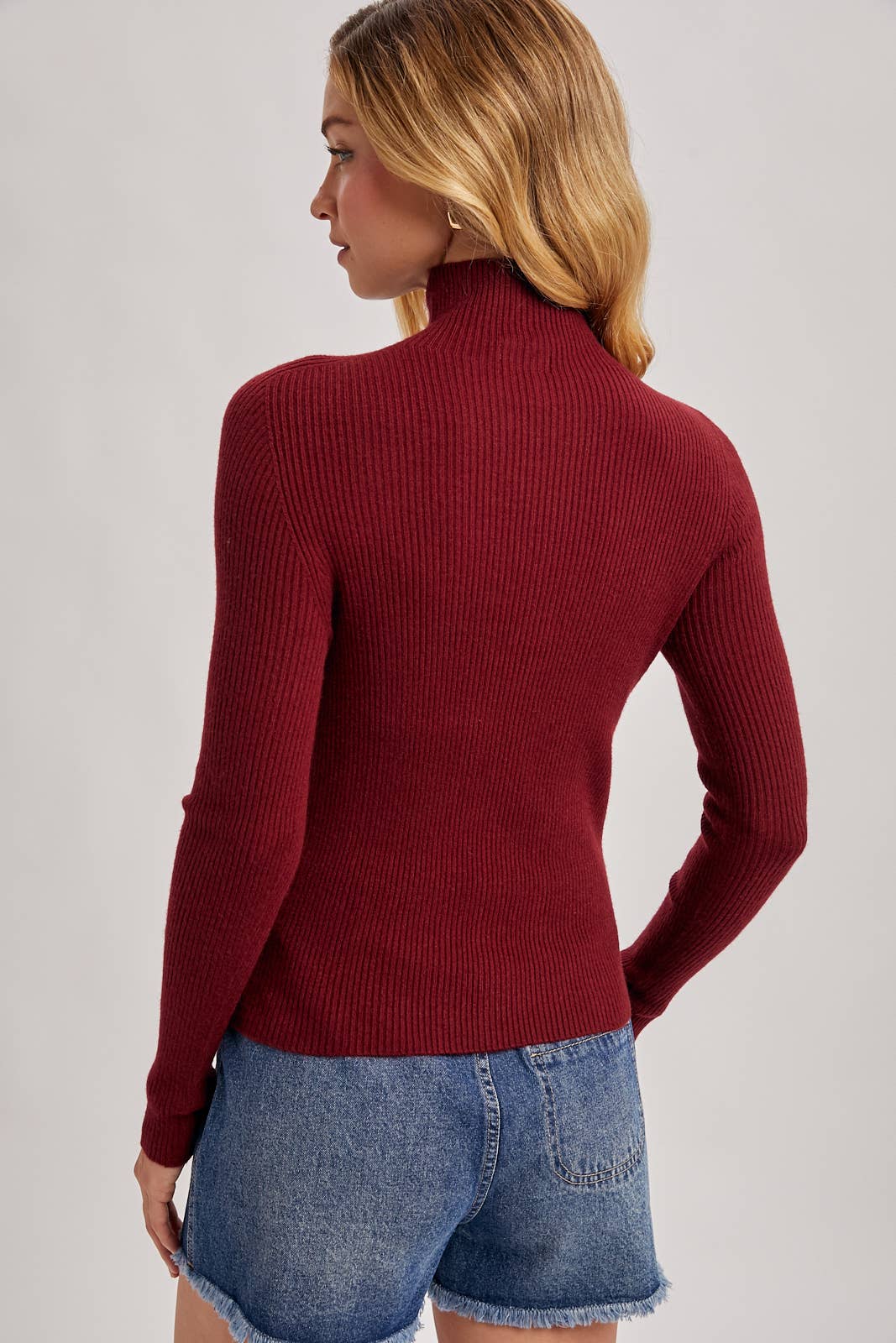 Kara Mock Neck Ribbed Top